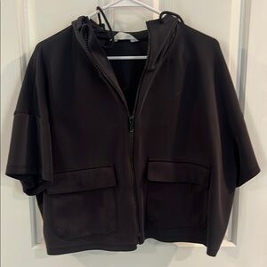 Black Short Sleeve Zip-Up Jacket hoodie